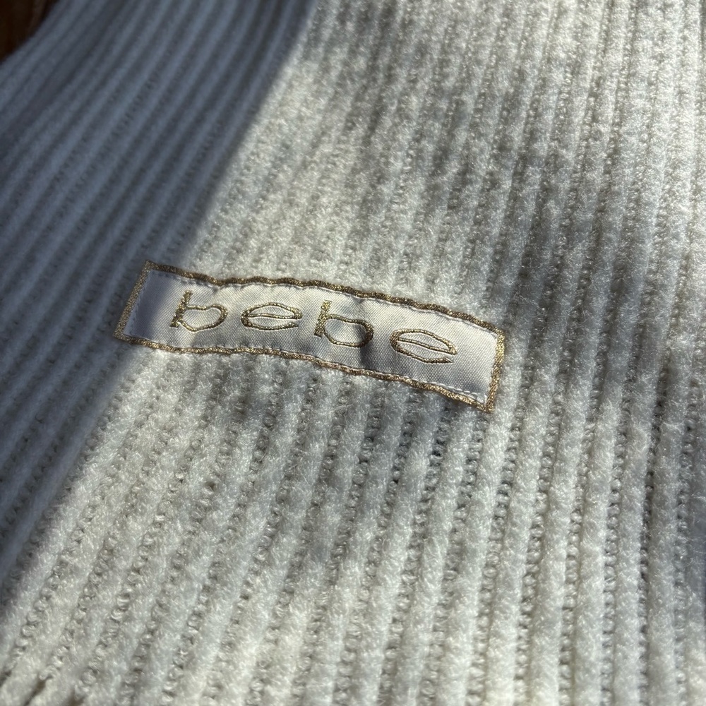 Bebe Cream Ribbed Knit Scarf - Picture 2 of 5